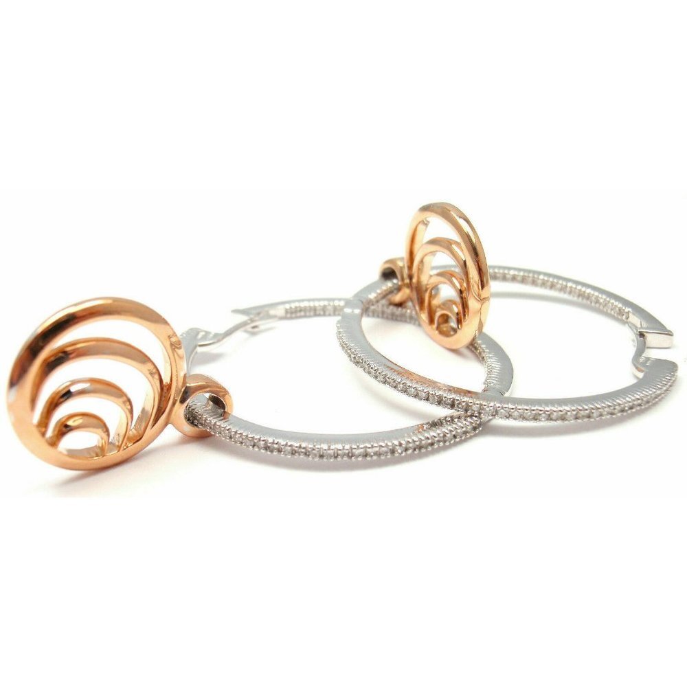 Authentic! Damiani 18k Rose/white Gold Diamond Hoop Earrings​